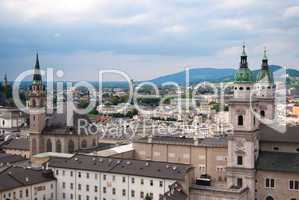 Cathedral and panoramic view of Salzburg, Austria