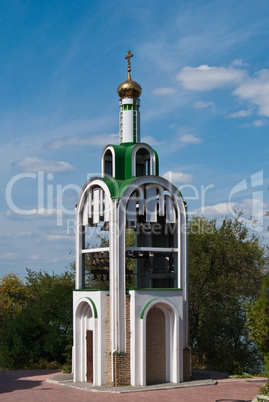 Small orthodox chapel on the island in Dnipropetrovsk, Ukraine