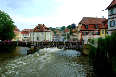 Bridge over Regnitz river in Bamberg, Bavaria, Germany