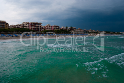 Storm on the Mediterranean Sea and Majorca coastline, Spain