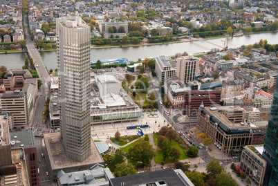 Frankfurt banking district and Main river