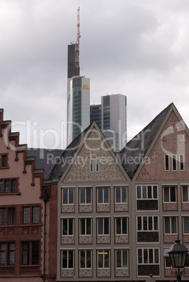 Old town and skyscraper in Frankfurt