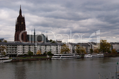 Frankfurt cathedral and Main river