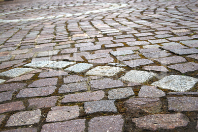 Medieval cobblestone paving texture