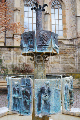 Ornate medieval fountain, Stuttgart, Germany