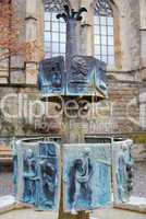 Ornate medieval fountain, Stuttgart, Germany