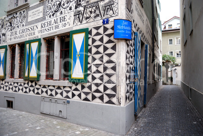 Swiss tavern with murals, Zurich, Switzerland