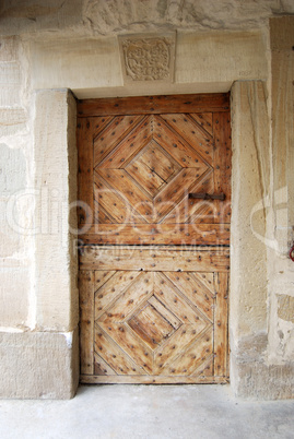 Old wooden fortress door