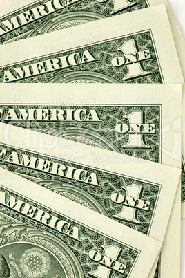 Closeup shot of one dollar bills