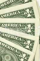 Closeup shot of one dollar bills