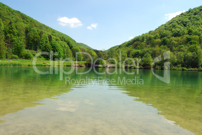 Hills and mountain lake