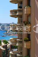 Monaco round balcony and blue sea