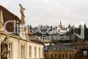 Religious statues and Baden-Baden cityscape