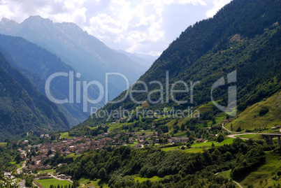 Mountain village in swiss Alps