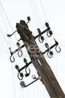 Electricity pole with glass insulators