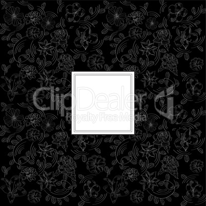 Black background with decorative flowers