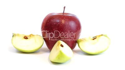 Rotating green and red apple isolated on a white background, loopable