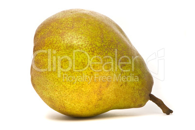 Single green pear isolated on white background