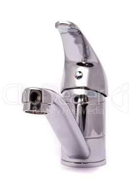 Modern mixer tap isolated on a white background