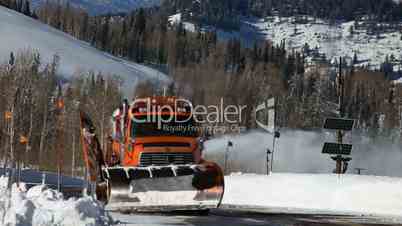 Mountain road winter snow plow