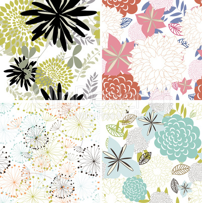 seamless floral backgrounds set