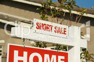 Short Sale Real Estate Sign & New Home