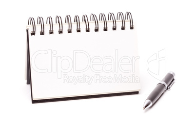 Blank Spiral Note Pad and Pen on White