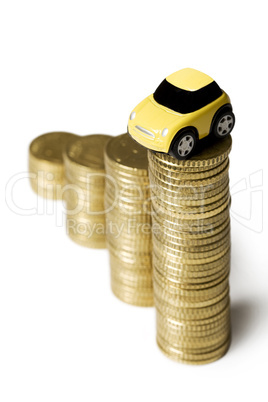 coins and a car