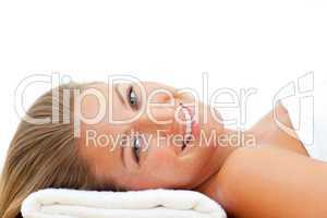 Portrait of attractive woman relaxing after a spa treatment