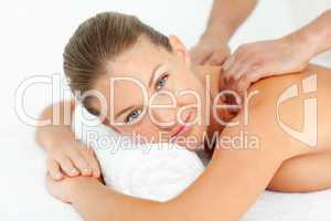 Calm woman enjoying a massage