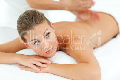 Assertive woman enjoying a massage