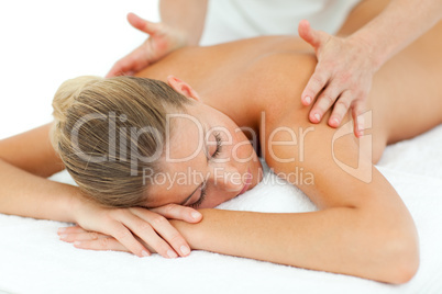 Positive woman enjoying a massage
