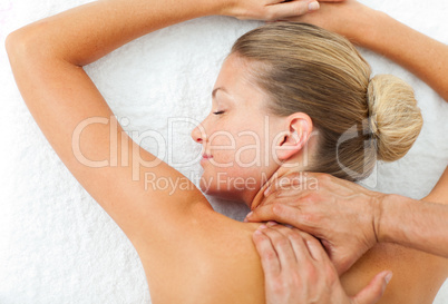 Portrait of woman enjoying a massage
