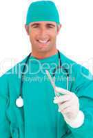Attractive surgeon holding a scalpel