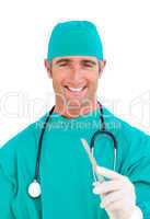 Charming surgeon holding a scalpel