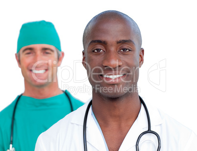 Portrait of assertive male doctors