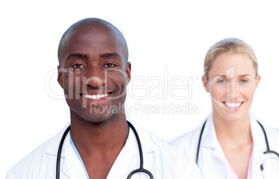 Portrait of two jolly doctors