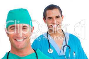 Portrait of positive male doctors