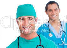 Portrait of smiling male doctors