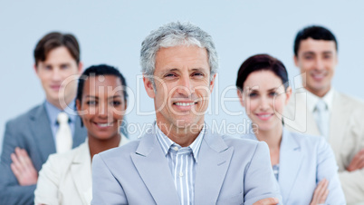 Smiling business team showing ethnic diversity