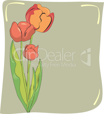 Decorative card with tulips