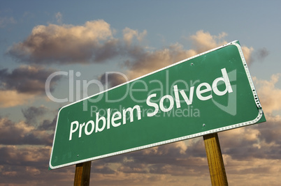 Problem Solved Green Road Sign