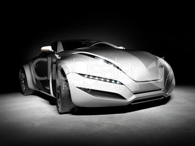 Sports car on black background