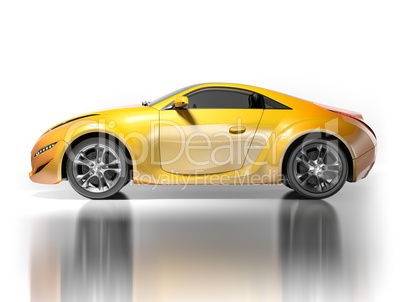 Yellow sports car isolated on white background