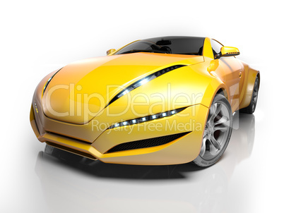 Yellow sports car isolated on white