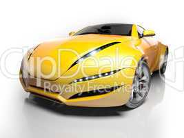 Yellow sports car isolated on white