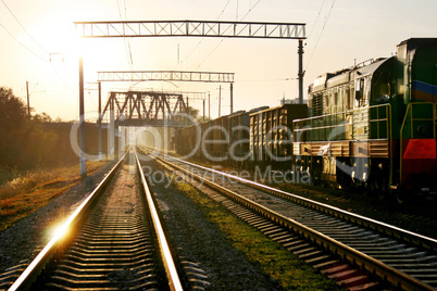 railway on sunset