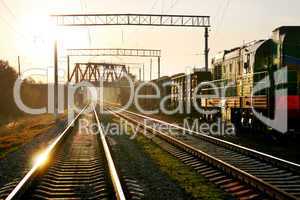railway on sunset