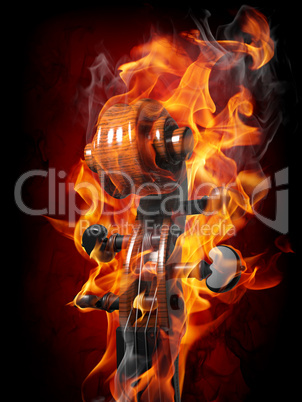 Burning violin scroll