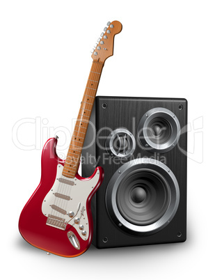 Rock guitar and speaker